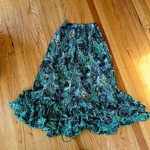 long floral ruffle maxi skirt used